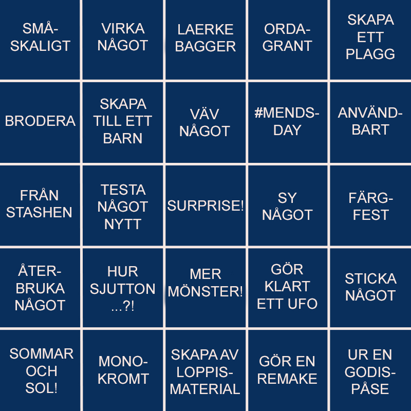 Textilsommar 2021 – min variant av Sybingo!